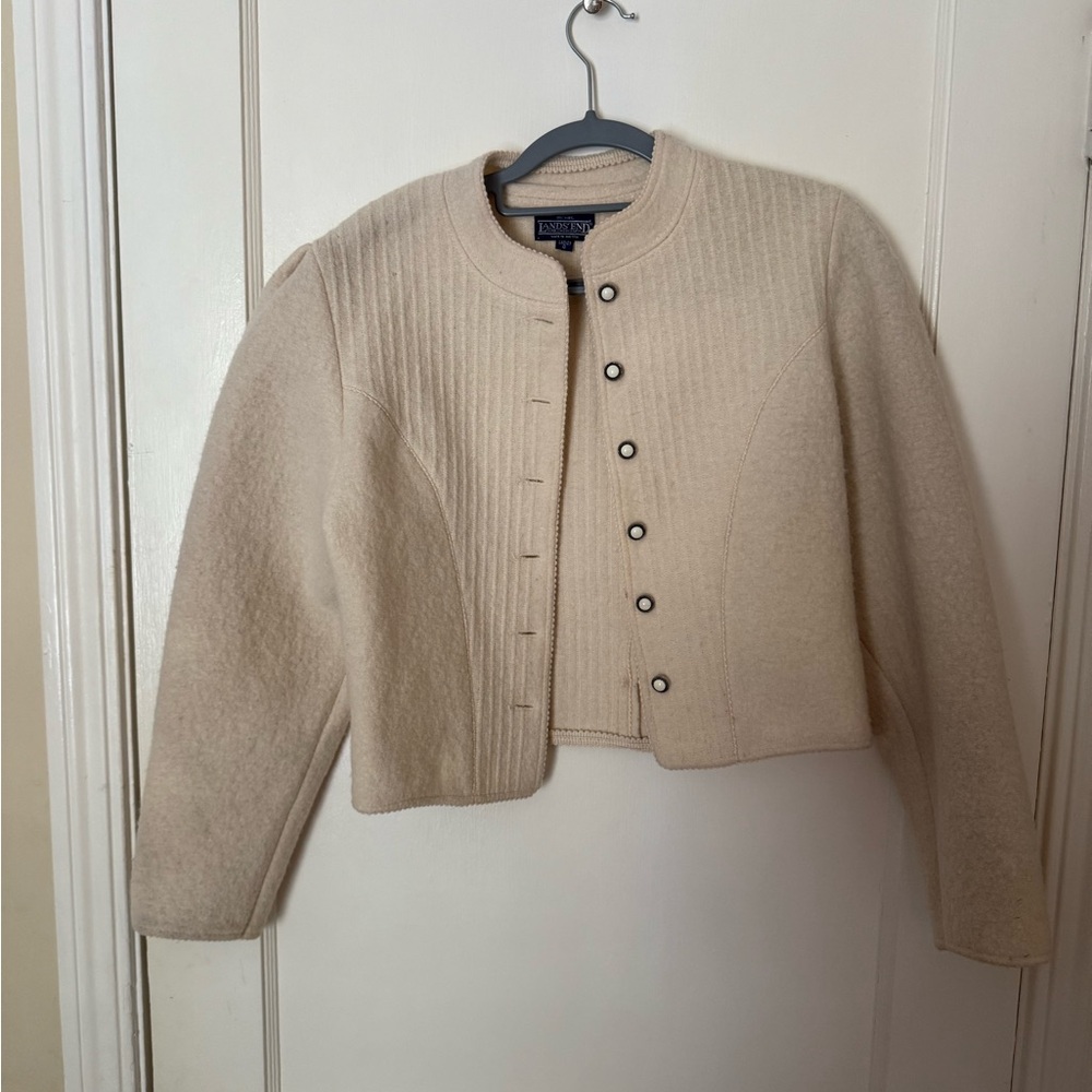 Lands' End 100% Wool Cream Jacket